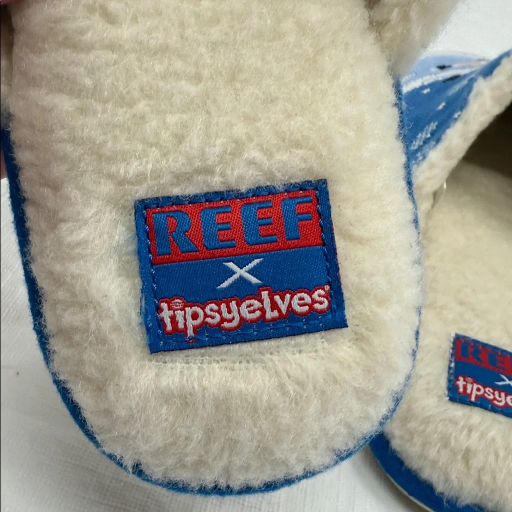 Reef x Tipsy Elves Slippers Wm Large EU 38/39 Blue Nude Naked Skating Santa Snow - Picture 7 of 9